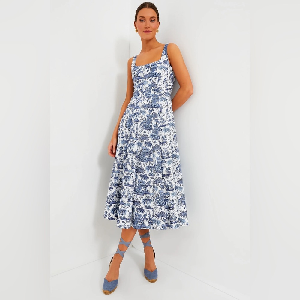 STAUD Blue Toile Wells Dress size 2